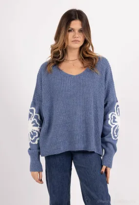 BLUMIGER PULLOVER MIT V-AUSSCHNITT