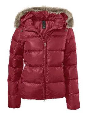 Damen Jacke Steppjacke rot Jacke gesteppt Winterjacke mit Kapuze Fell Größe 36
