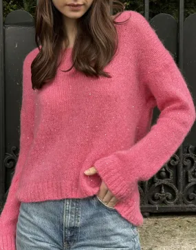 Pullover mit V-Ausschnitt und Pailletten mit Alpaka