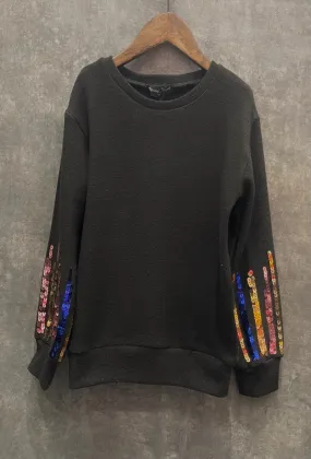 Pullover with sequins on the sleeves