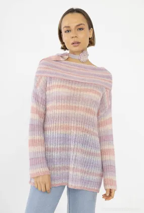 Tie-n-Dye-Pullover mit Bardot-Ausschnitt